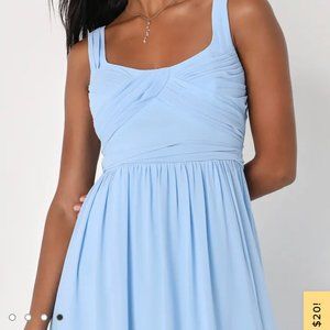 Sensational Moment Light Blue Pleated Maxi Dress